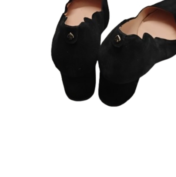 Kate Spade Womens Black Suede Scalloped Edge Block Heels Sz 9.5 - Picture 4 of 5